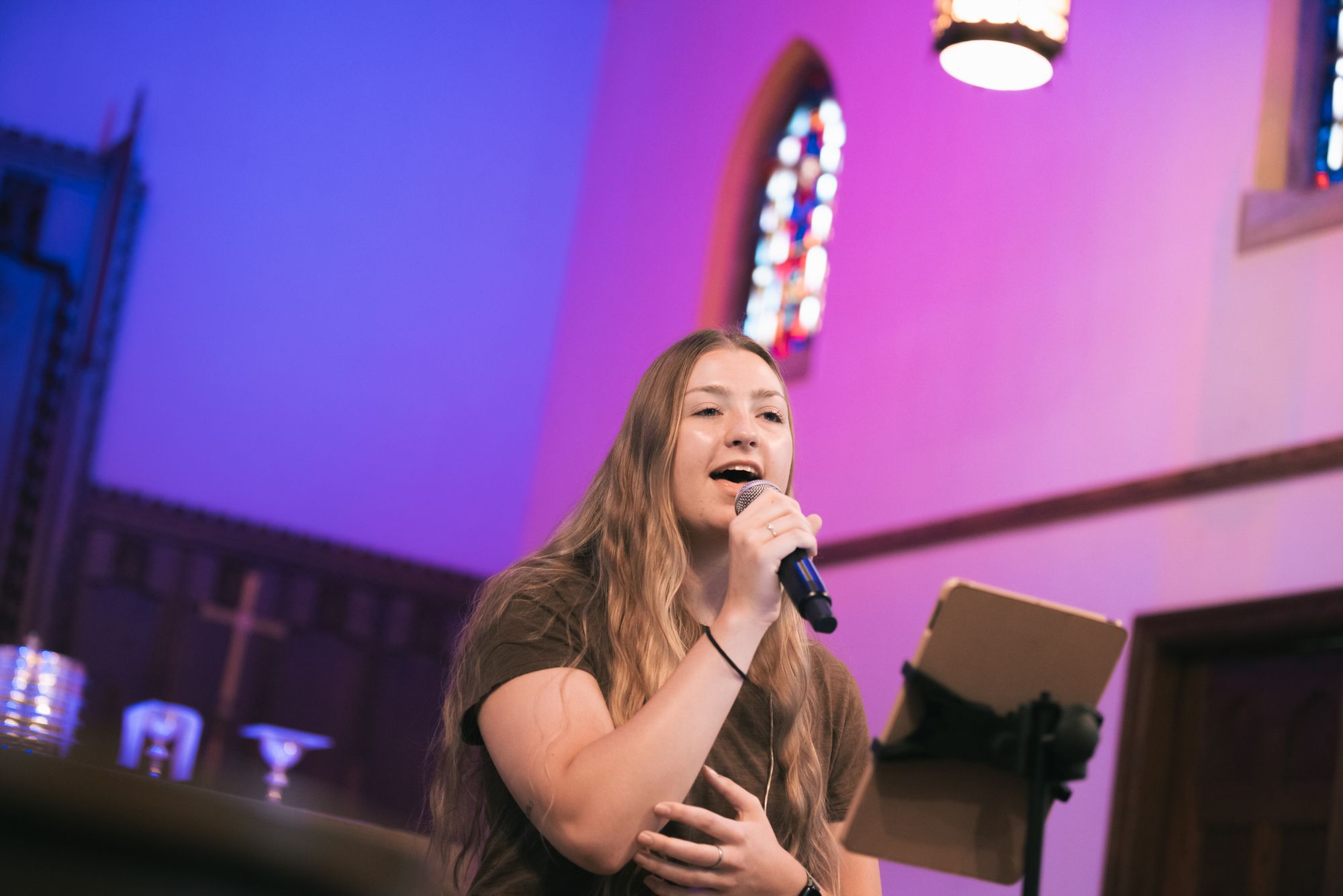 Leading a song at ULC